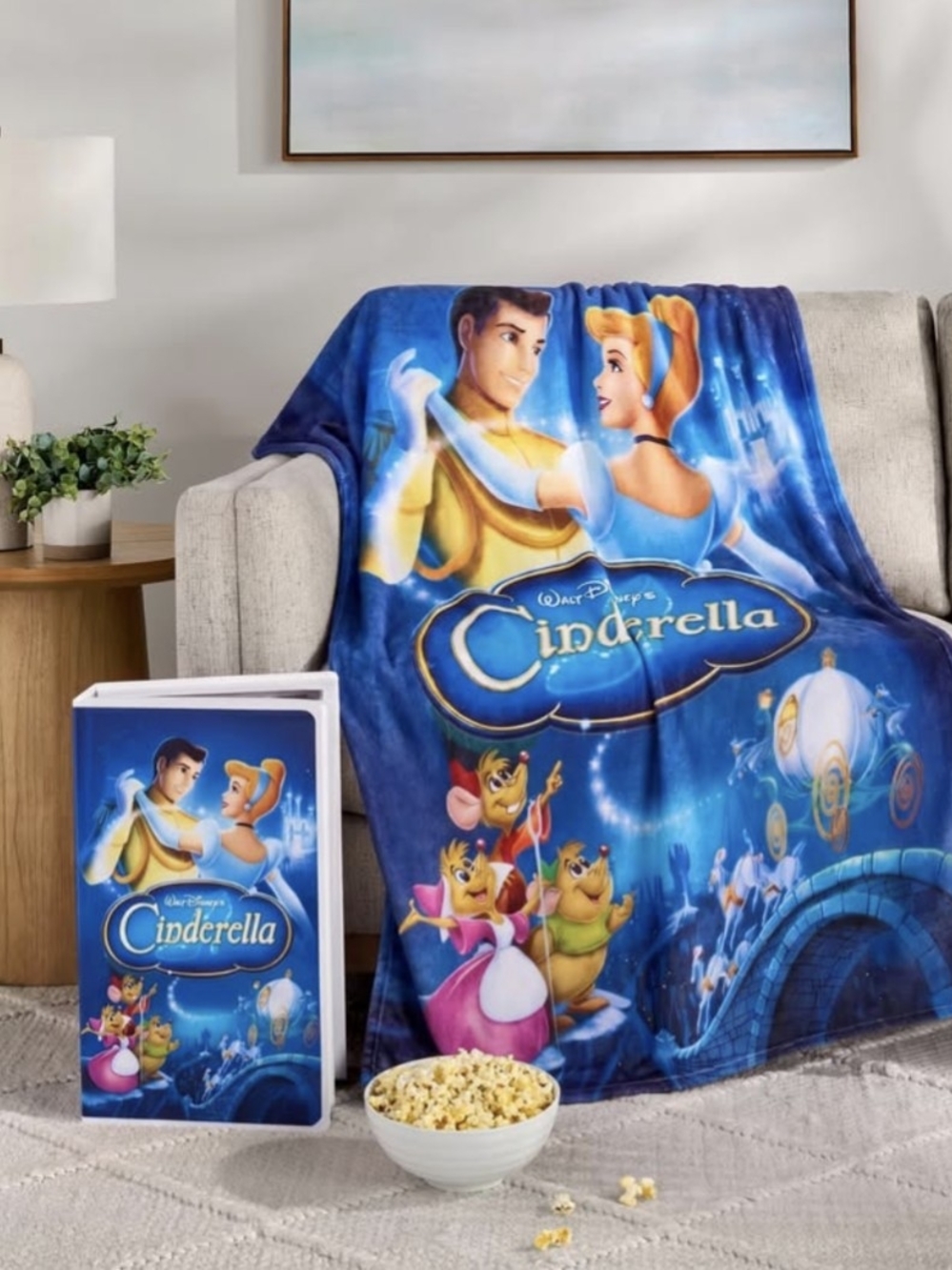 Disney Cinderella Plush Throw Blanket In VHS Box Brand New